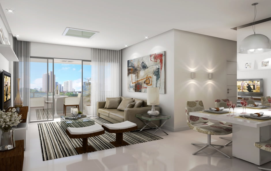 Perspectiva do living do Residencial Monte Pascoal