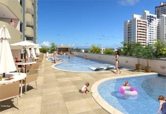 Perspectiva da piscina do Residencial Cidade de Ituberá