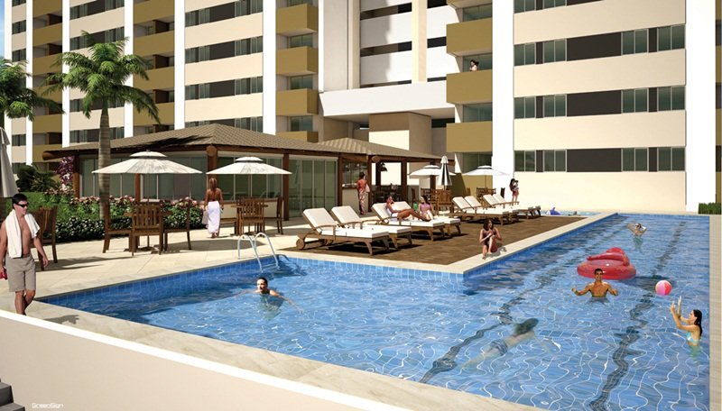 Perspectiva da piscina
