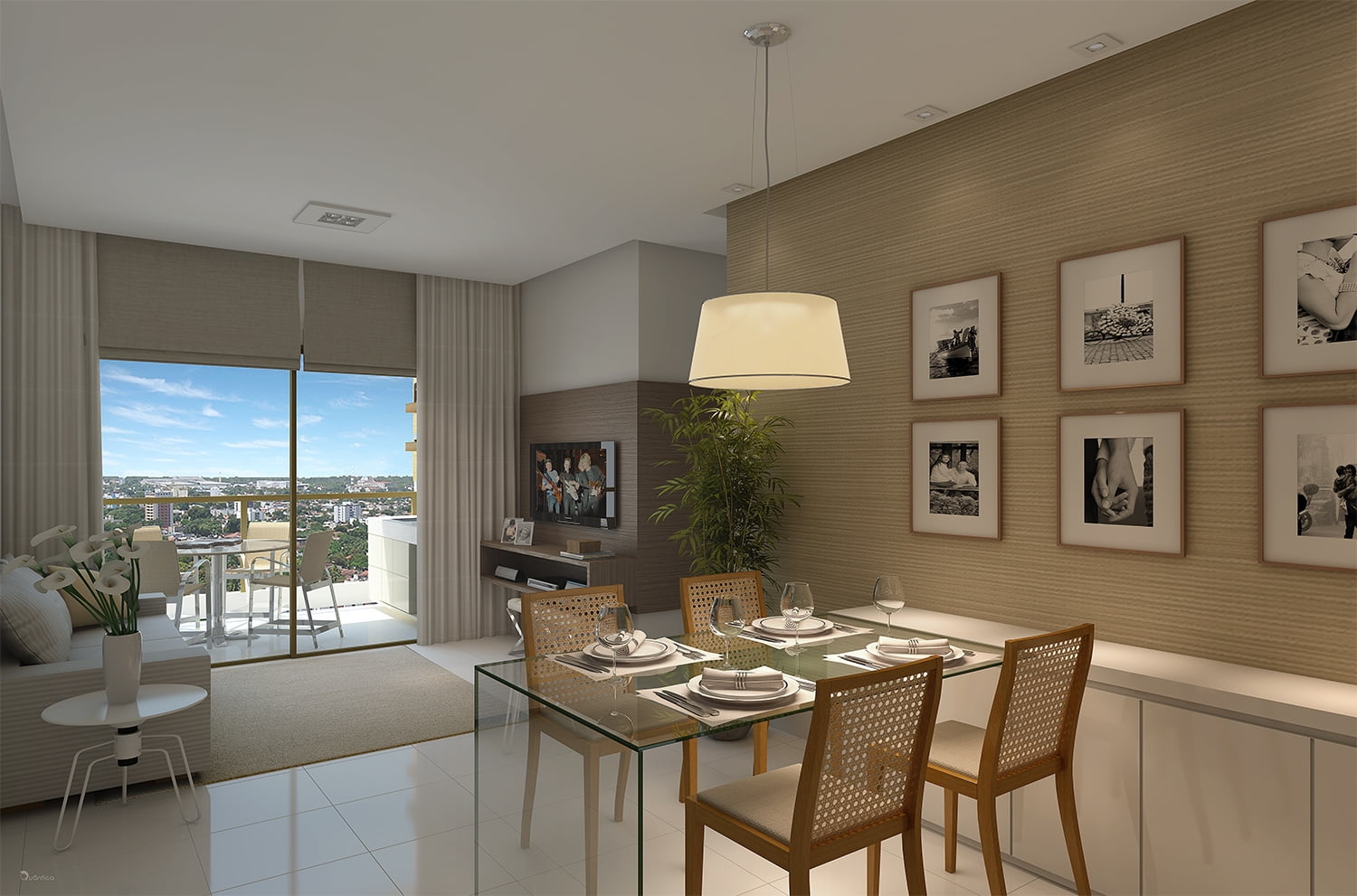 Perspectiva do living do Allure Residencias, apartamento 2 suítes no Jardim Armação em Salvador, Bahia