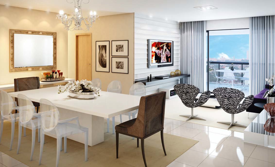 Perspectiva do living do empreendimento.