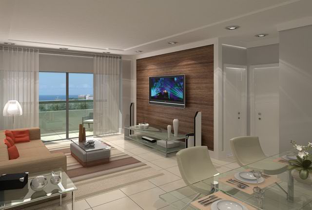 Perspectiva Living com Varanda