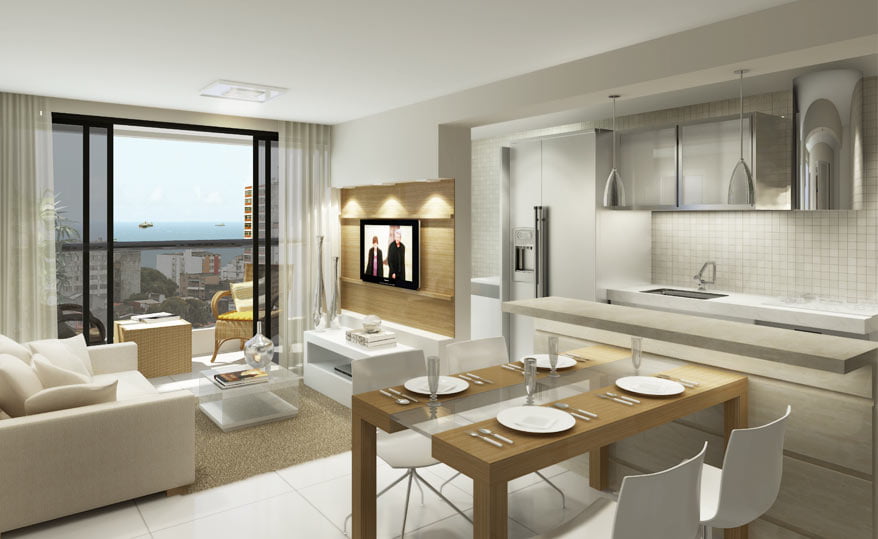 Perspectiva Living do Barra Exclusive, localizado no bairro da Barra, em Salvador.