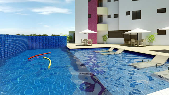 Perspectiva da piscina