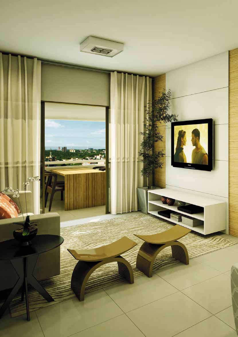 Perspectiva do living do empreendimento.