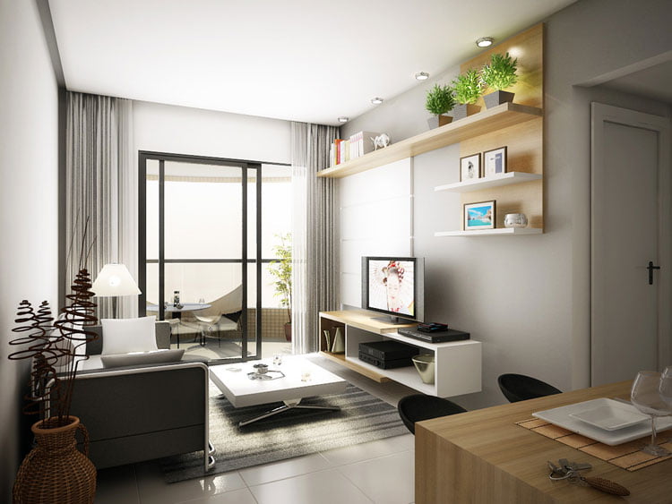 Perspectiva da sala de estar do Residencial Esmeralda.