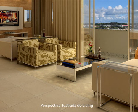 Perspectiva do Living do Máximo Club Residence.