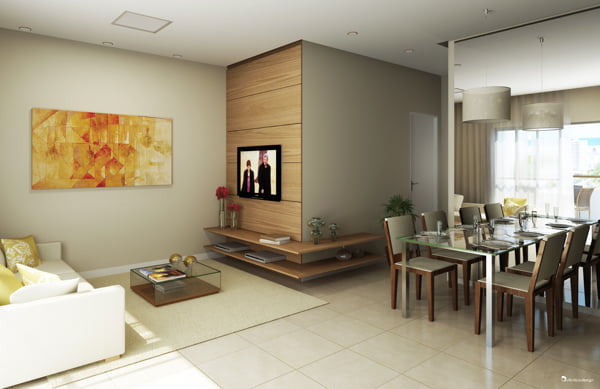 Perspectiva do living Residencial Paradiso