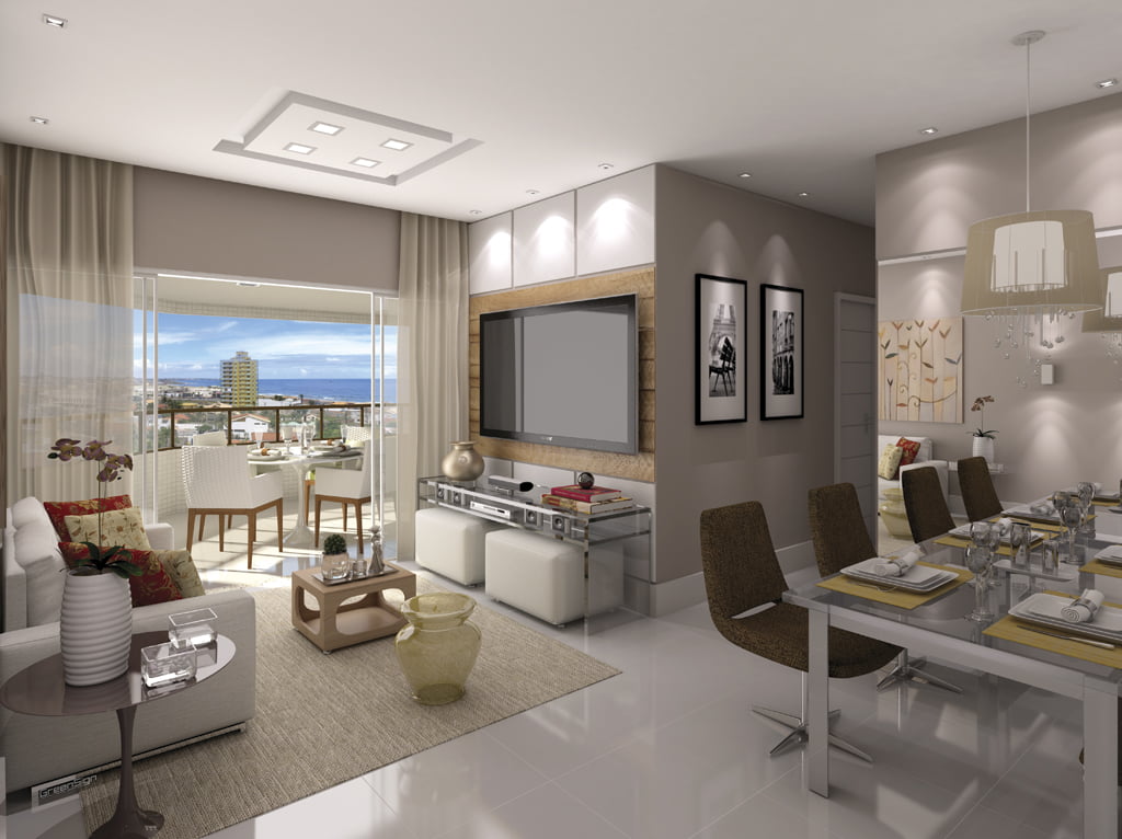 Perspectiva do living social do Residencial Rio Tigre.