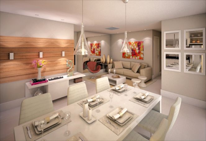 Perspectiva do living do empreendimento.