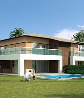 Casas de luxo à venda Town House com terraço e 272m² no condomínio fechado Ponta de Inhambupe, localizado em uma das melhores praias da Bahia, Praia de Baixio.
