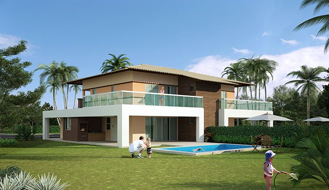 Casas de luxo à venda Town House com terraço e 272m² no condomínio fechado Ponta de Inhambupe, localizado em uma das melhores praias da Bahia, Praia de Baixio.