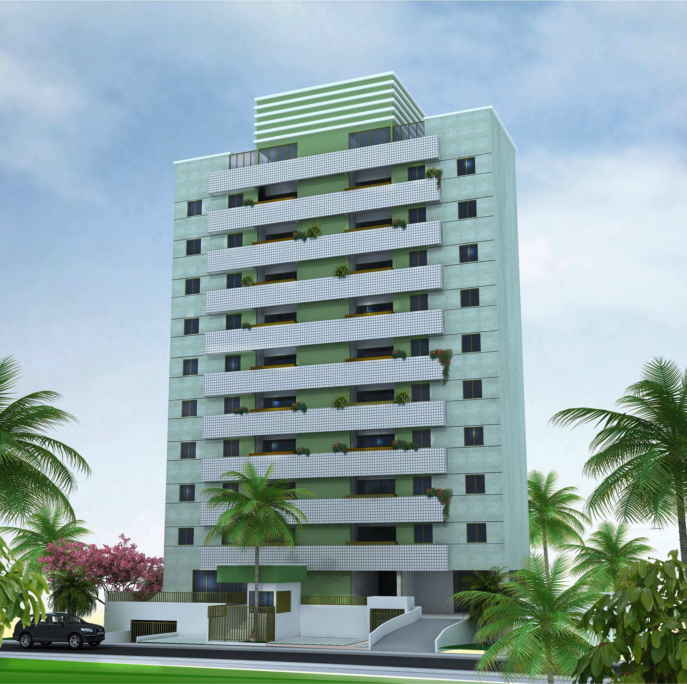 Pespectiva da fachada do Residencial José Silva Azi