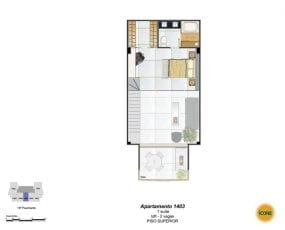 Planta Baixa - apartamento 1403 - 1 suíte, loft - 2 vagas - Piso Superior