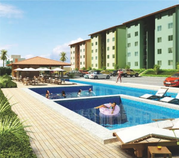 Perspectiva da piscina