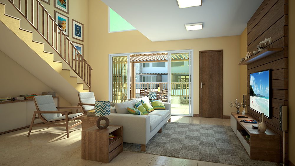 Residencial Itacimirim Summer Ville - Perspectiva do Living - AZI