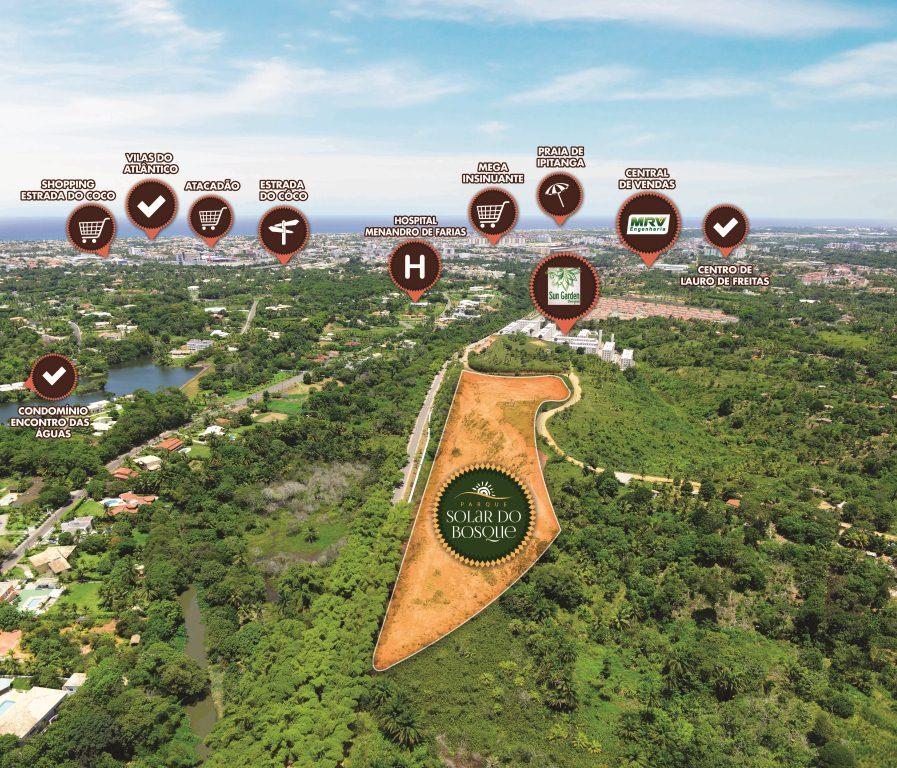 Vista aérea da localização do Parque Solar do Bosque