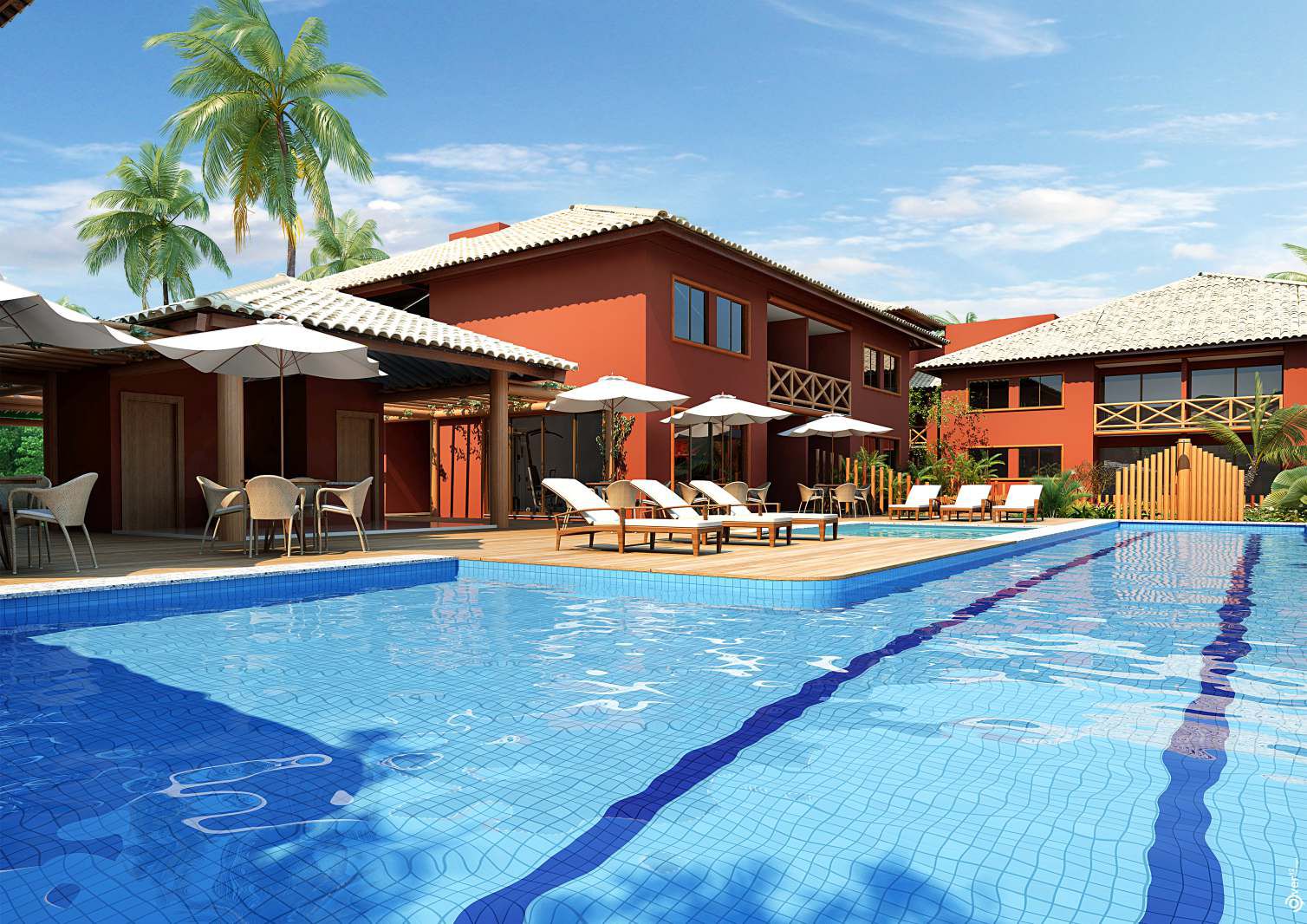 Perspectiva da piscina