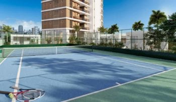 Perspectiva da quadra de tênis do Horto Parque Barcelona