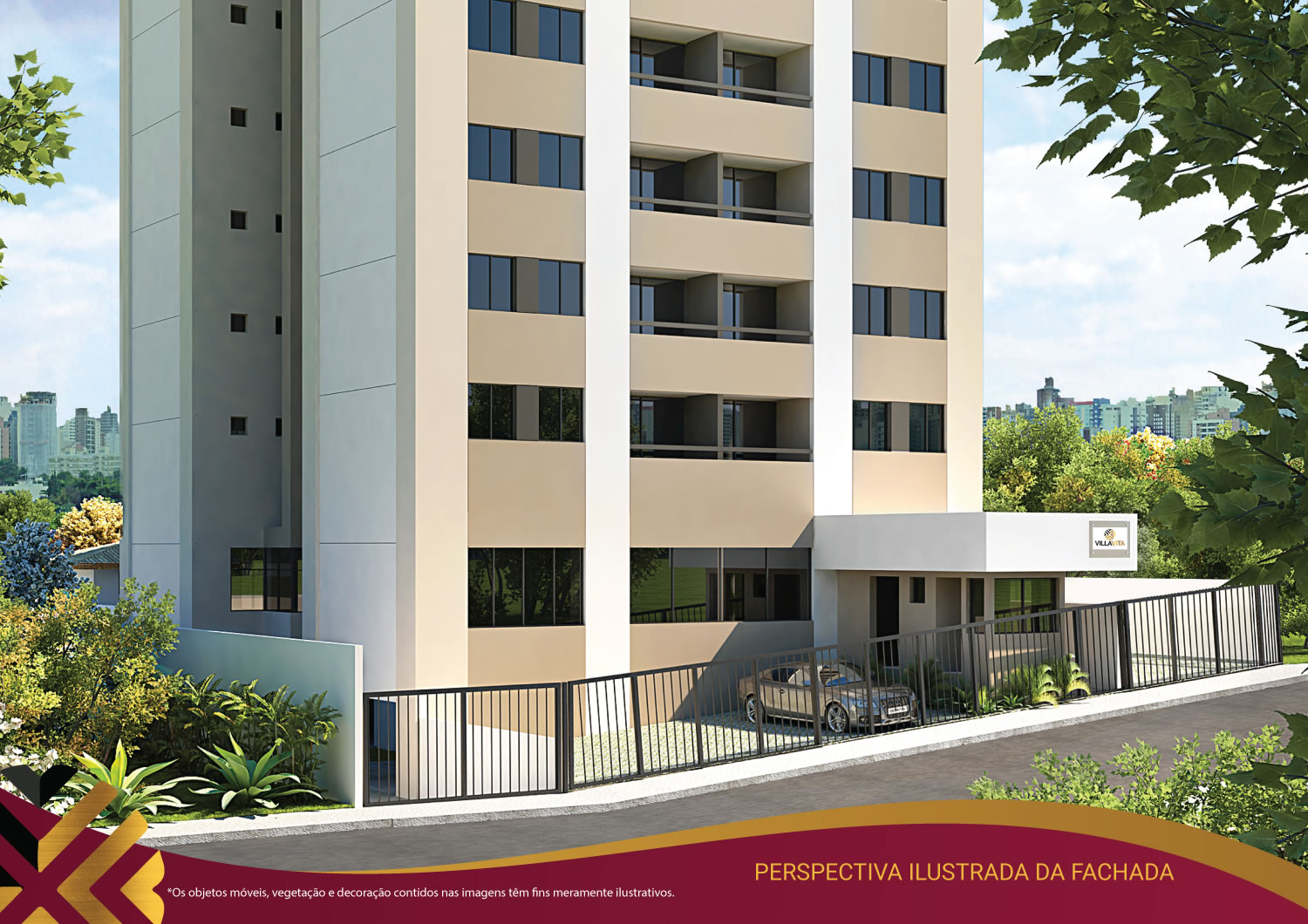 Perspectiva da fachada do Villa Vita Residencial