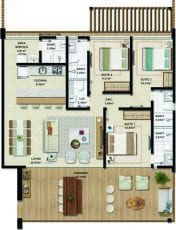 Apartamento Superior Plano - 124,02 m2 - 3 suítes