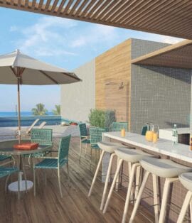 Perspectiva da piscina com vista panorâmica do Smart Costa Azul