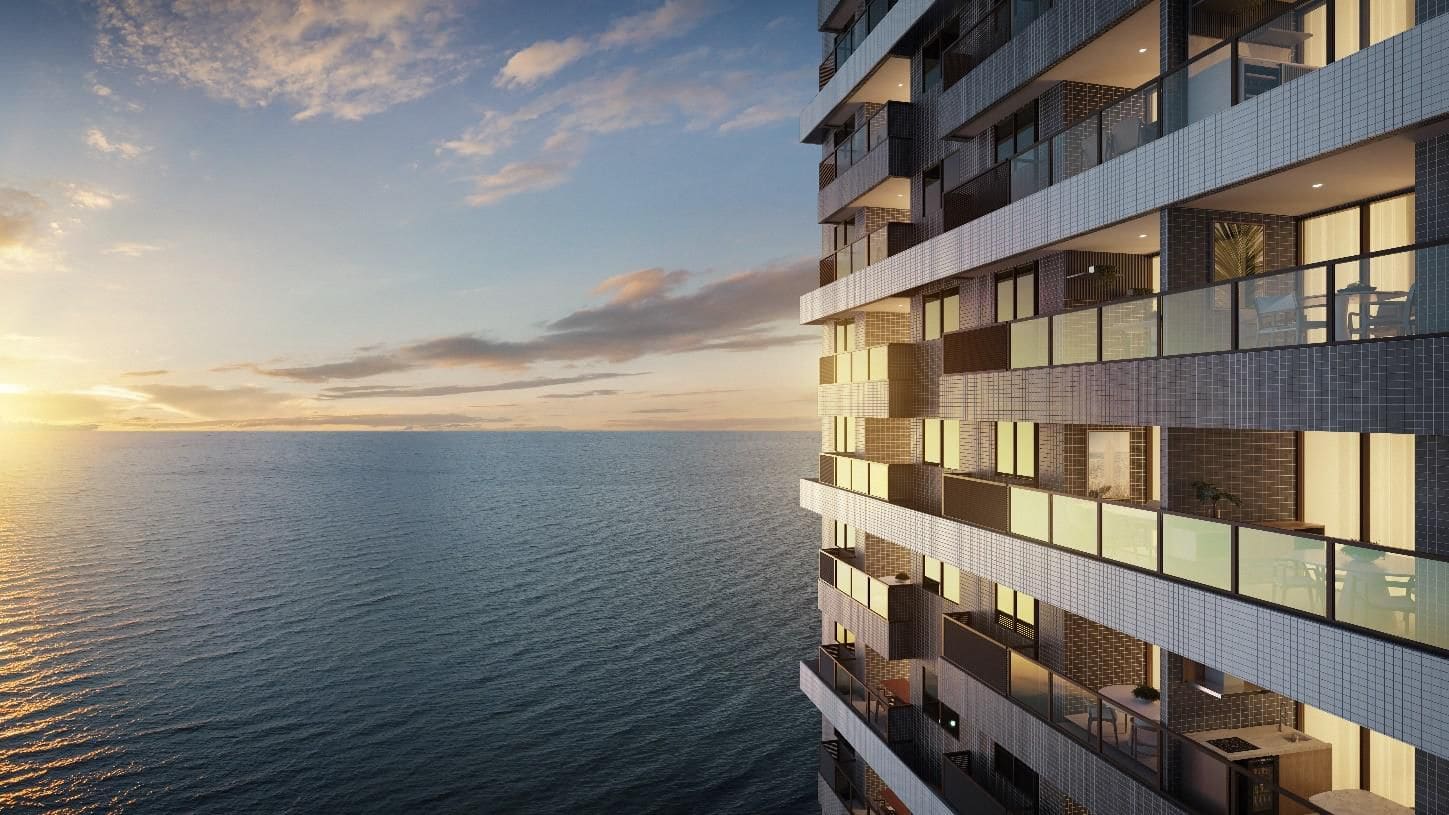 Perspectiva da fachada do Ocean House.