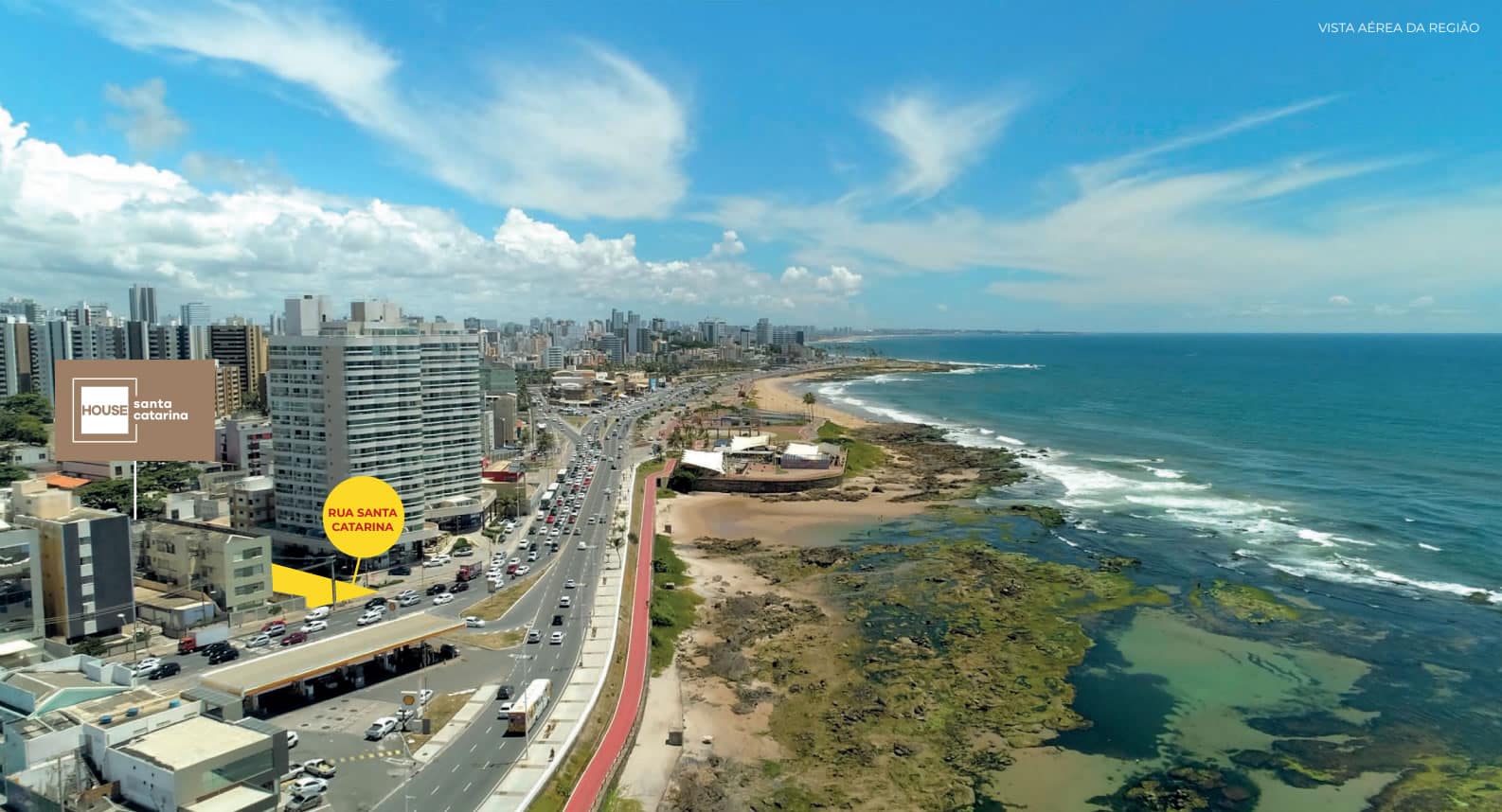 Vista aérea da região do House Santa Catarina