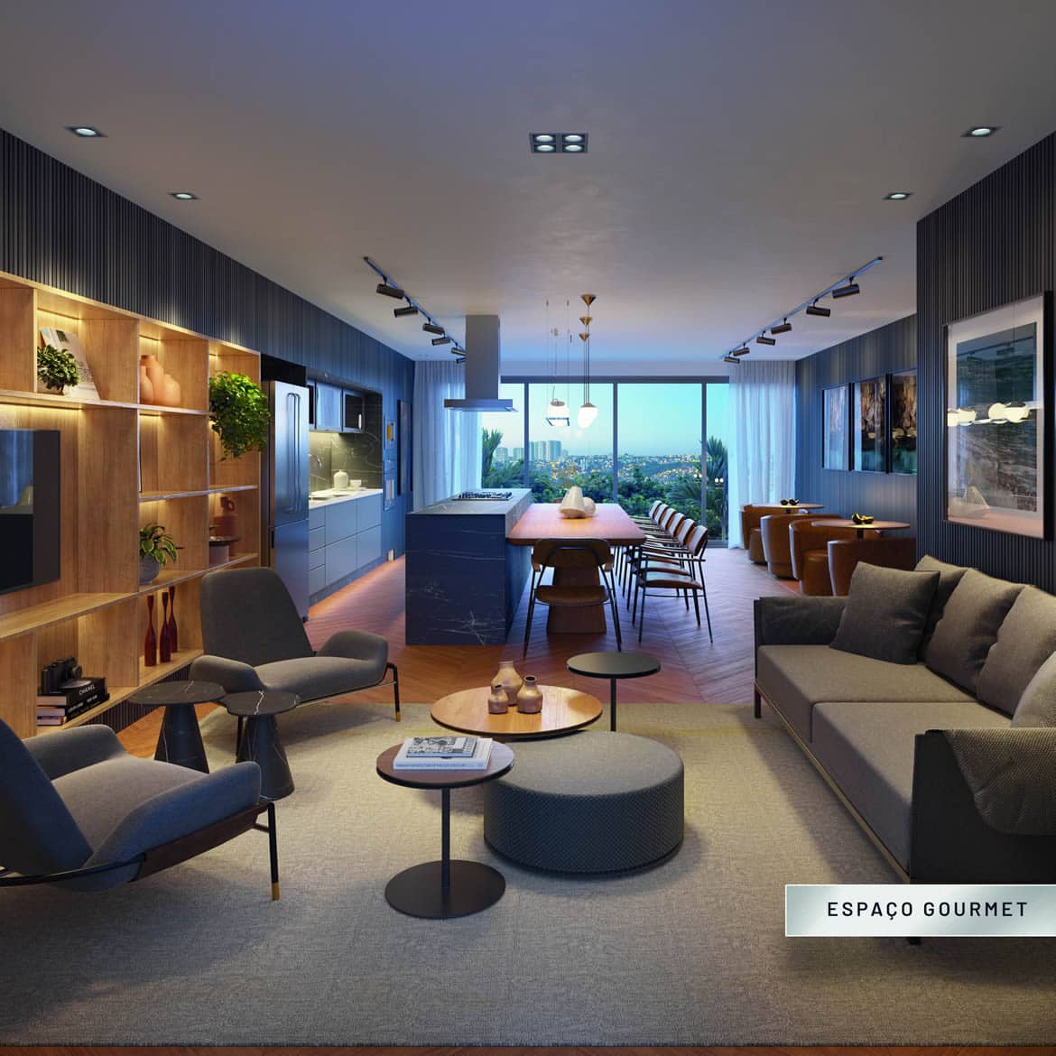 Perspectiva do Espaço Gourmet do Residencial Mont Blanc Hill