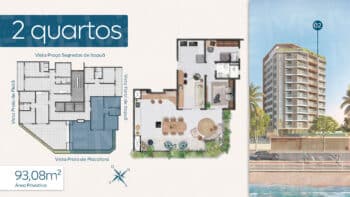 Planta baixa do apartamento de 2 quartos com 93,08m² no RIVAGE Piatã, com ampla varanda gourmet, sala espaçosa e localização destacada no edifício.