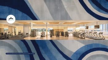 Perspectiva ilustrada da academia do Nouvelle Blues – Jaguaribe, equipada com aparelhos modernos e projeto assinado por Júlio Castello.