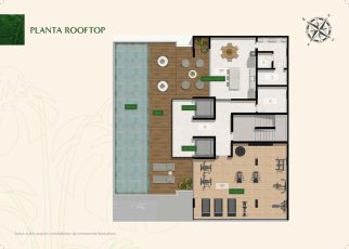 Planta baixa do rooftop do HOUSE Praça Ana Lúcia em Salvador, com piscina, deck, lounge gourmet e academia.