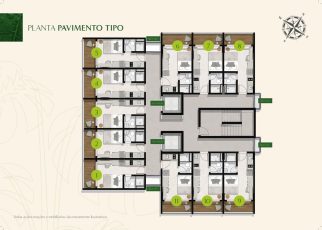 Planta baixa do pavimento tipo do HOUSE Praça Ana Lúcia, com distribuição dos studios compactos de 18,90 m² no Itaigara, Salvador.