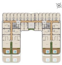 Planta baixa do 11º andar do Smart Ipanema, com apartamentos, áreas de circulação e unidades com terraços e spas privativos.