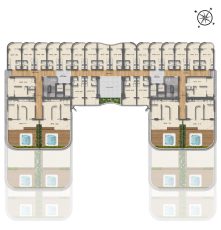Planta baixa do 12º pavimento do Smart Ipanema, com apartamentos diferenciados, terraços amplos e spas privativos.