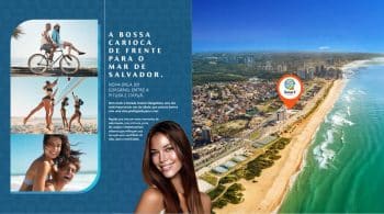 Vista aérea da Praia do Corsário em Salvador com destaque para a localização do Smart Ipanema, condomínio de padrão internacional entre a Pituba e Itapuã.