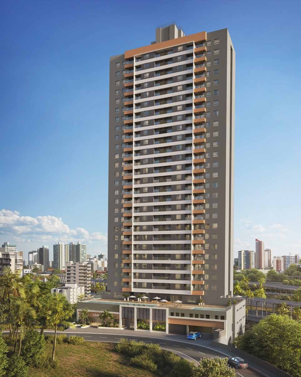 Fachada do Residencial Florença, um edifício moderno com varanda em todas as unidades, localizado no Jardim Santa Teresa, Salvador.