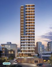 Fachada do OCEAN Jardim Brasil, edifício residencial de torre única com varandas e base com acesso controlado, na Barra, em Salvador.