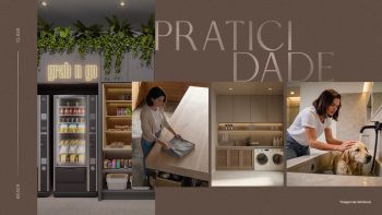 Espaços de conveniência do Beach Class Bahia com grab and go, lavanderia compartilhada e pet wash, integrados à rotina urbana em Salvador.