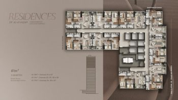 Planta baixa dos apartamentos tipo 2 quartos do Beach Class Bahia, com distribuição das unidades entre o 28º e o 41º andar, circulação central e núcleos de elevadores