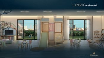 Brinquedoteca do Flamiano Costa com brinquedos, escorregador e área infantil iluminada na Vila Laura