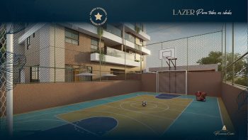 Quadra poliesportiva do Flamiano Costa com cesta de basquete e área cercada na Vila Laura em Salvador