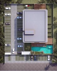 Planta de implantação com vagas e área de lazer do ONA Praia do Surf em Itacimirim Bahia